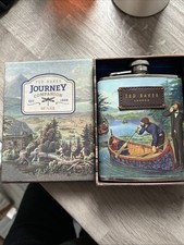 Ted Baker 6Oz Hip Fask Stainless Steel Vintage Look, Outdoors Canoe Faux Leather