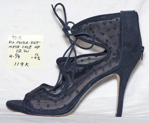 Size 12 W Wide Torrid Black Polka Dot Mesh Lace Up 4 5 8 Heel