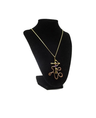 VTG Handmade Brutalist Copper Brass 18" Abstract Pendant Necklace Artisan Unisex
