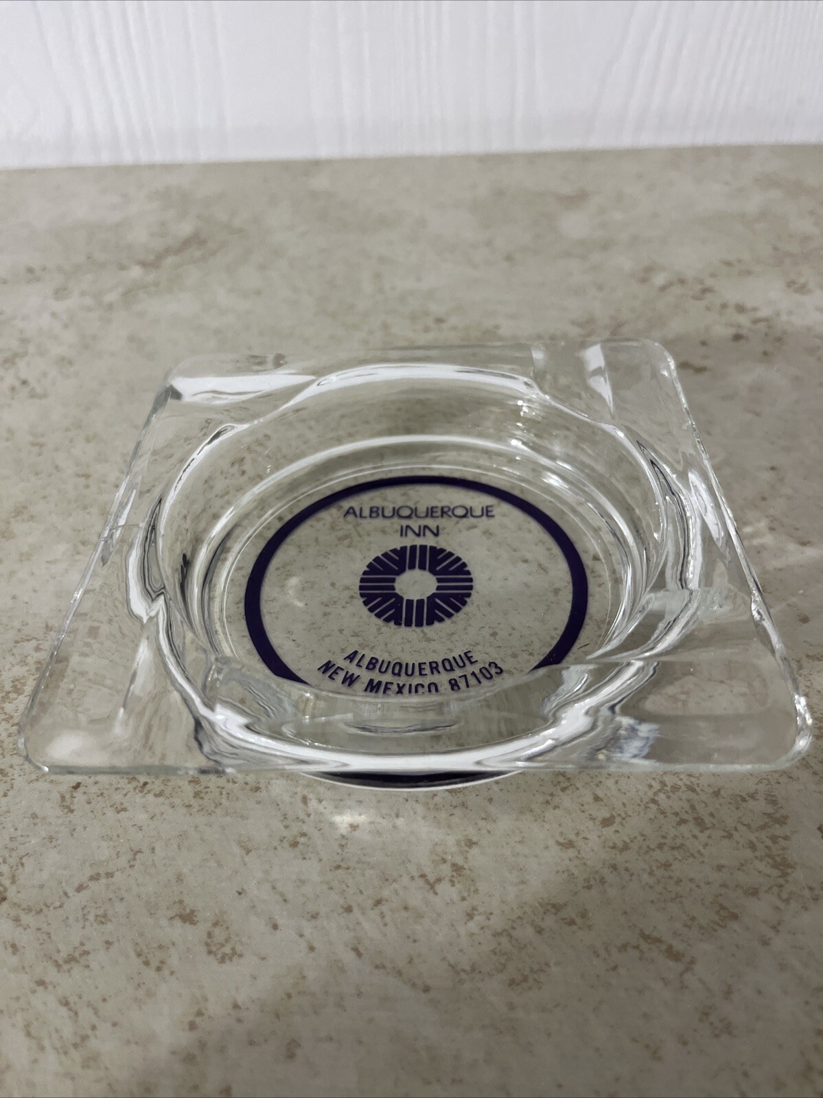 VINTAGE Albuquerque Inn Glass Ashtray Square 4”