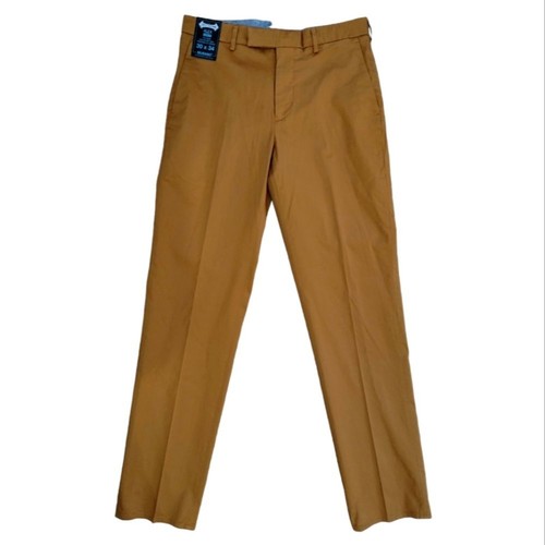 Pantalones chinos elásticos delanteros planos ajustados Murano Alex para hombre 29" x 32" marrón tostado - Imagen 7 de 7