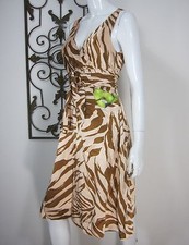 MARC BY MARC JACOBS SLEEVELESS DRESS SIZE 6 BROWN ANIMAL PRINT 