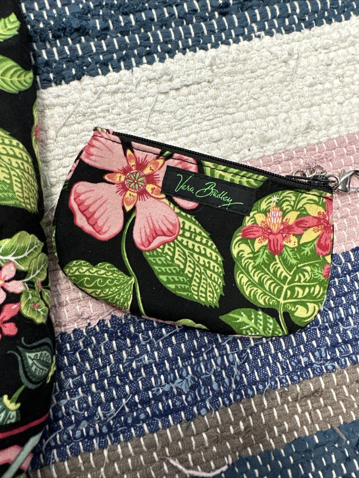 Vera Bradley Bag Black Floral Cinch Plastic Lined Ret… Gem