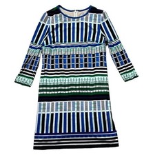 Eliza J Graphic Print 3/4 Sleeve Dress in Green & Blue Size 6