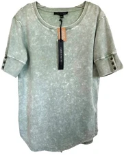 Jane and Delancey Women's Blouse Top Garment Dye Short Sleeve Size S Sage