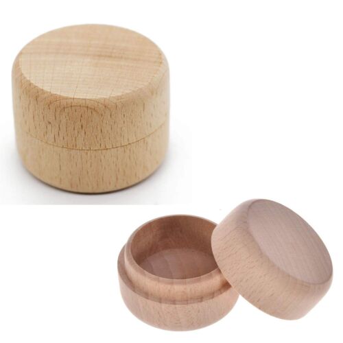 2PCS Small Round Unpainted Wooden Box, Wedding Ring Jewelry Boxes DIY Storage...