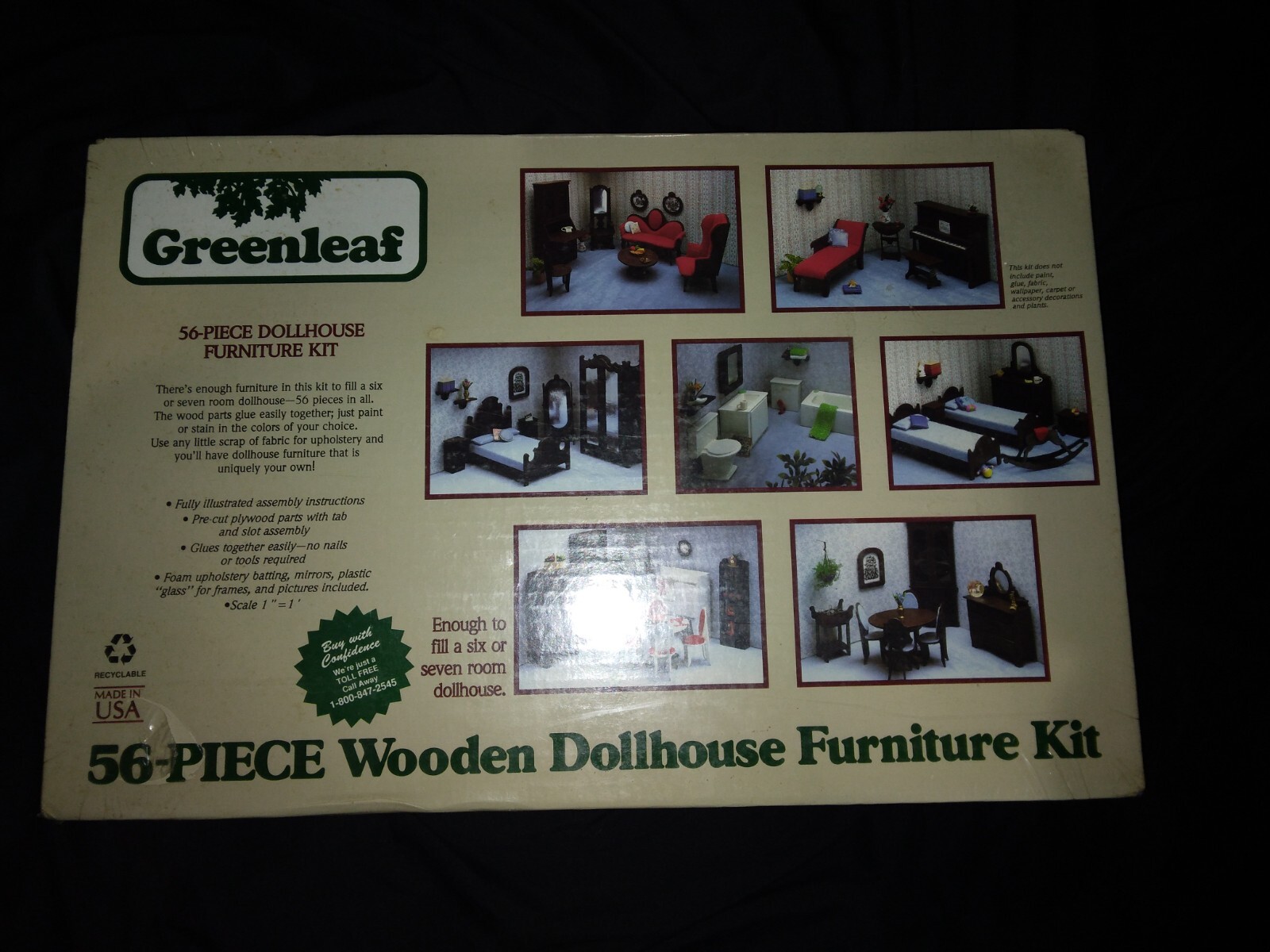 Vintage 1982 Greenleaf Dollhouse Furniture Kit 56 Piece 9010 1/12