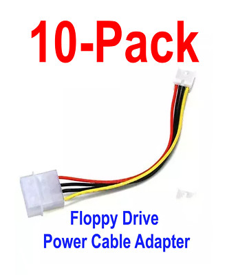 Molex 5.25'' Drive Connector to Floppy Drive 4 Pins Power Cable Adapter 10-Pack