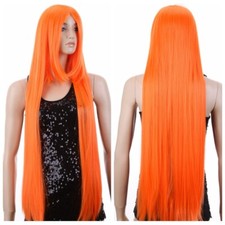 Supper Long 40" Fashion Women Long Orange Cosplay Straight Wigs with Bangs