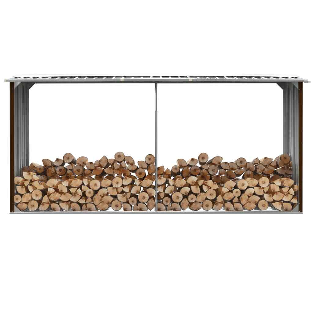 vidaXL Capannone da Giardino in Acciaio Zincato 330x92x153cm Marrone