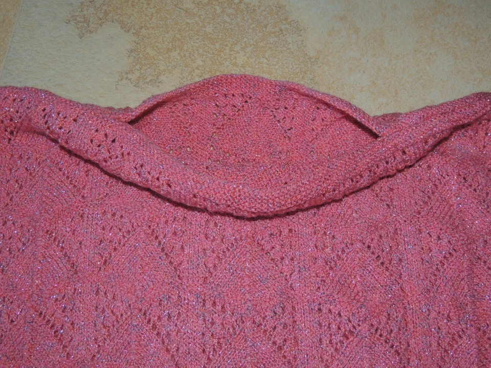 Strickpullover Pullover selbst gestrickt Handarbeit rosa Glitzer 40 42 44 L NEU - Bild 2 von 2