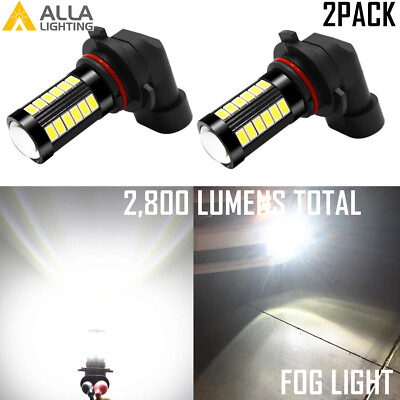Alla Lighting Xenon White H10 Fog Light Bulb Driving Lamp led Foglights for Cars