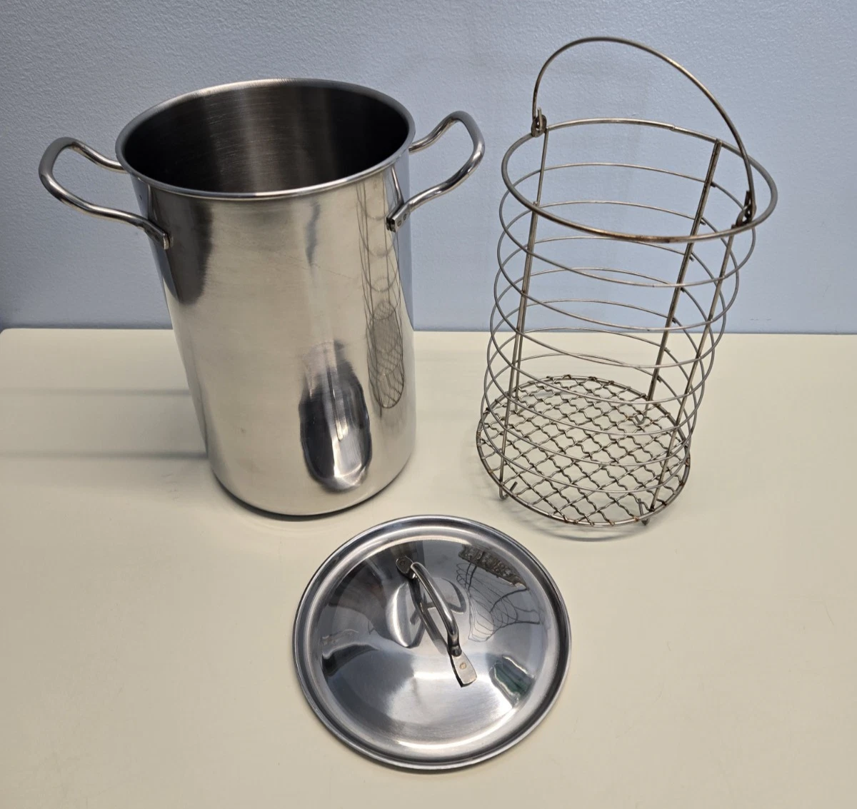 Stainless Steel Asparagus Steamer Pot & Basket 9 Inches Tall Korea