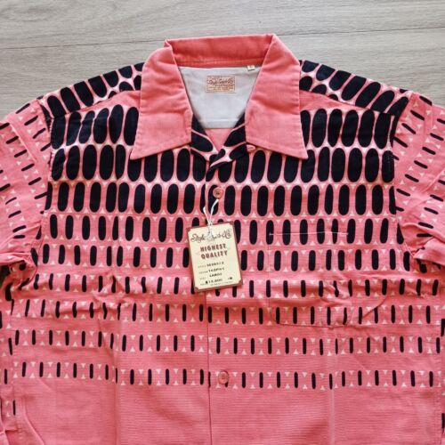 Vtg 50s Repro STYLE EYES Corduroy Shirt ELVIS DOT in Pink Rockabilly NEW Large - Picture 4 of 11