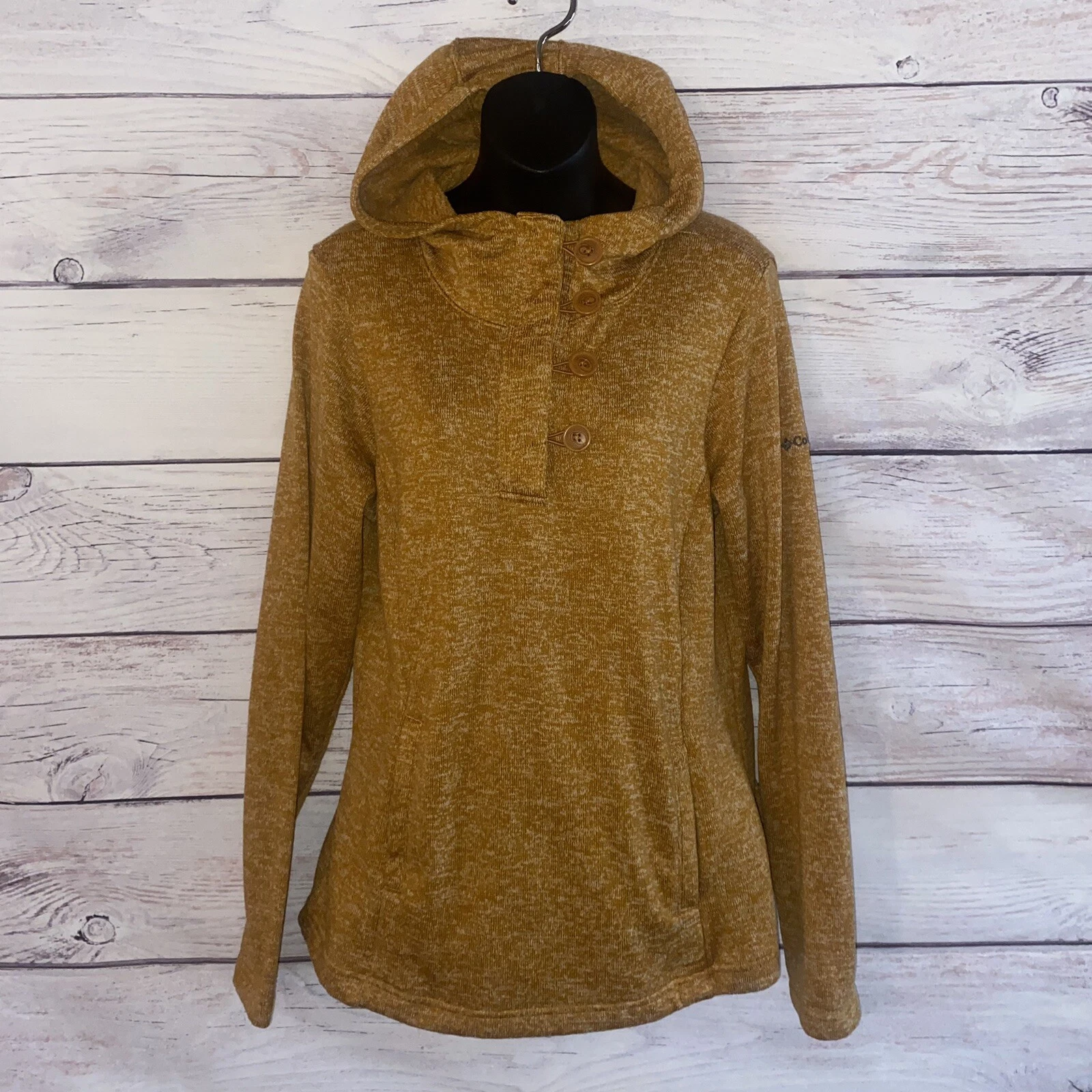 Columbia Darling Days Womens Pullover Hoodie L Light Orange 1/4 Button