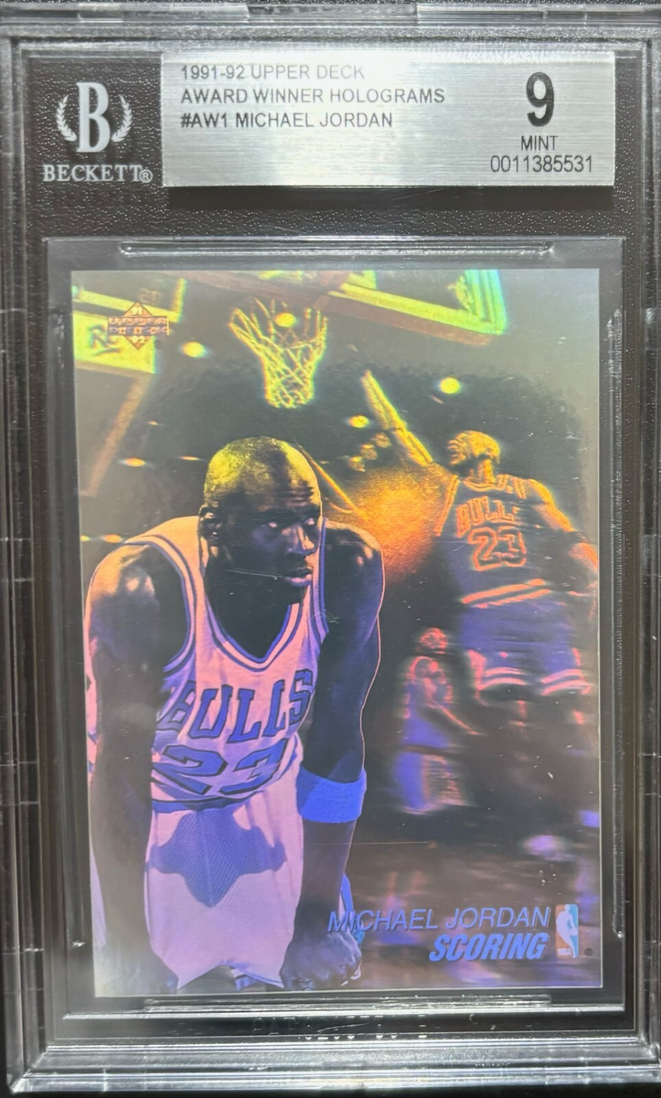 Michael Jordan 1991 Upper Deck Award Winner Hologram #AW1 BGS 9 Mint