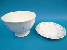 Antique Lot Chelsea Adderley Purple Bouquet Floral Pattern China Bowl Saucer