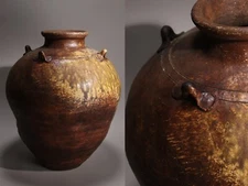 Antique Japanese Porcelain Large Jar Bizen Ware 15.16inch Echizen Edo Era 17th C