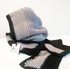 Grey Black Chunky Crochet Hooded Scarf — photo 4