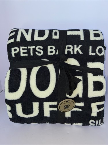 PB Paws & Co Pet Dog Throw Blanket 60x50" Black Plush NEW