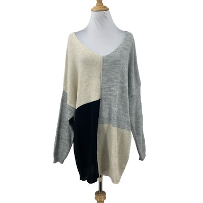 Venti6 Sweater Womens XL Extra Large Colorblock Knit Drop Shoulder Oversized