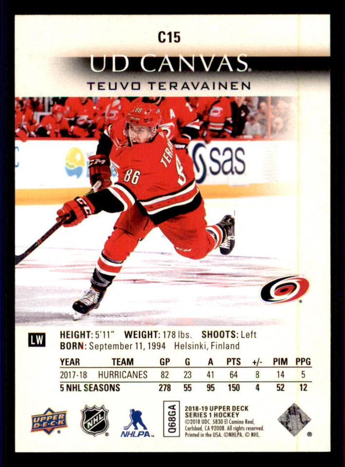 2018-19 Upper Deck Canvas #C15 Teuvo Teravainen - Image 2 of 2