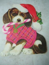 Puppy Dog W/ Candy Cane In Mouth Single Sided Die Cut Bulletin Board Aid 10  X 8