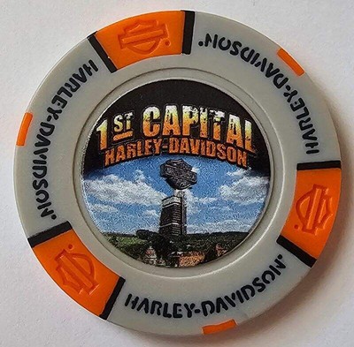 1ST CAPITAL HARLEY-DAVIDSON York PA Gray/Orange 115th Anniv Poker Chip RENAMED
