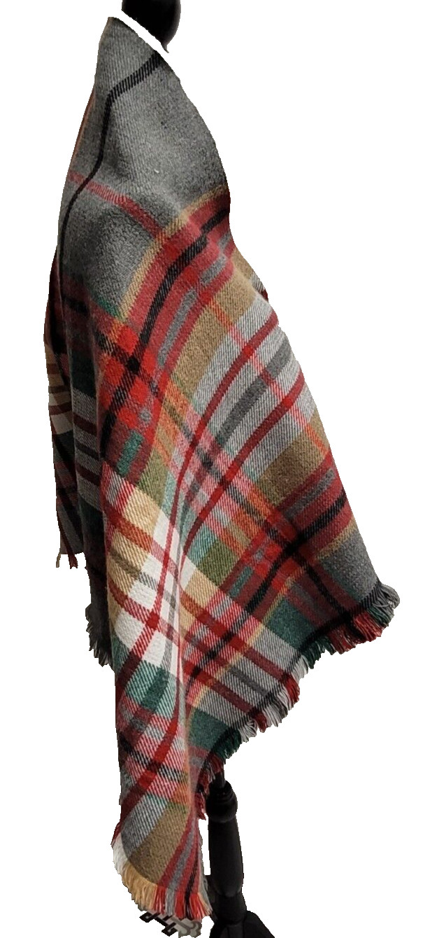 Triangular Serape Wrap (1 size) Multicolor Plaid … - image 3