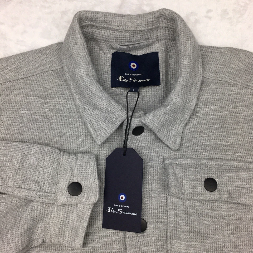 Suéter Ben Sherman Para Hombres Brezo Grande Gris Bolsillos Frontales a Presión ¡NUEVO CON ETIQUETAS! Foto 2 de 4