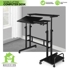 [MOUSE TRAY+CPU STAND]Laptop Desk Rolling Adjustable Height Workstation PC Table