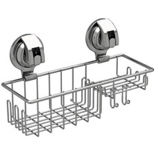 Suction Cup Shower Shelf, Shower Caddy Soap Dish with Hooks for Sponge, Rust ...