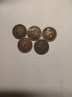 lot of 5 1899 indian head pennies