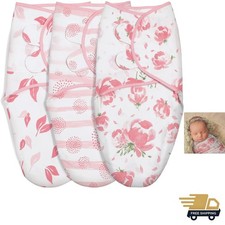 Organic Cotton Baby Swaddle Blankets Pink Floral Newborn Sleep Sack Pack