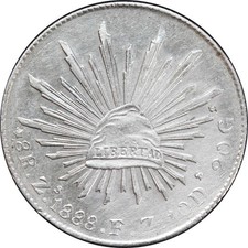 Mexico 8 Reales Zs 1888 F.Z. Zacatecas, KM# 377.13