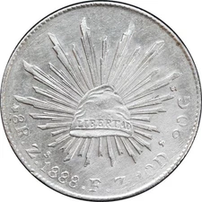 Mexico 8 Reales Zs 1888 F.Z. Zacatecas, KM# 377.13