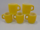 5 Anchor Hocking Fire King Stackable Coffee Mugs Yellow/USA Vintage D Handle