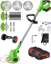 Weed Wacker, 21V Electric Cordless Weed Eater 3Types Blades and 2×4.0Ah Batte...
