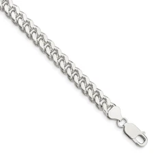Men's 7mm, Sterling Silver Solid D/C Domed Curb Chain Bracelet, 8 In
