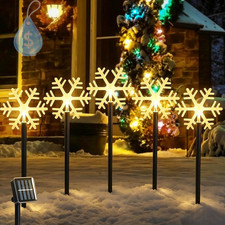 5 Pack Christmas Solar Pathway Lights, Snowflake