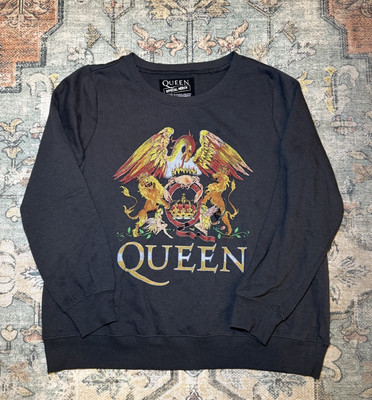 Queen Official Merch Graphic Sweatshirt Pullover Oversized Crest in Gray Size 0