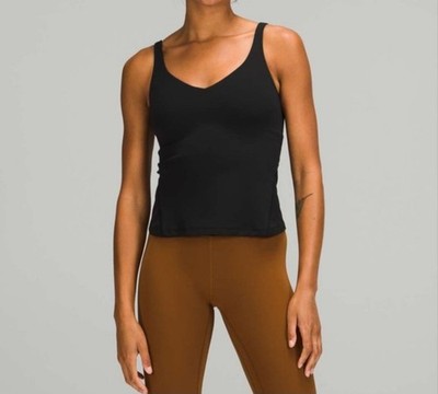 Lululemon Align Waist Length Tank Top Womens 4 Black Yoga Workout V-Neck Stretch