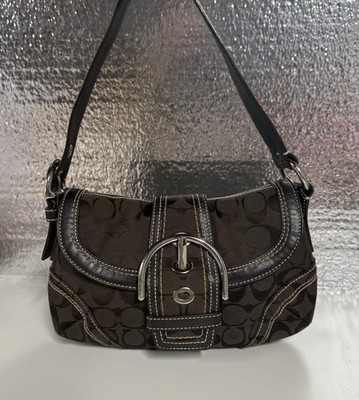 Vintage Coach Soho Mini Flap Bag Chocolate Brown Signature Canvas