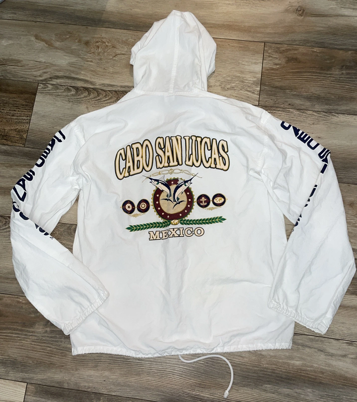 Vintage Cabo San Lucas Fish Shirt Mexico Size L Zip Up
