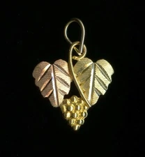 New 14K 19mm Solid Yellow & Rose Gold Grape Leaf Petal Plant Pendant Charm -QQ