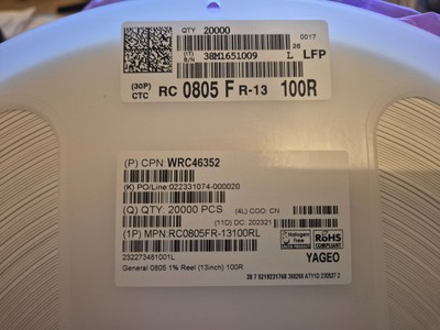 Yageo 20.000 Stk Dickfilmwiderstand Chipwiderstand Resistors 100ohm 125mW 1%