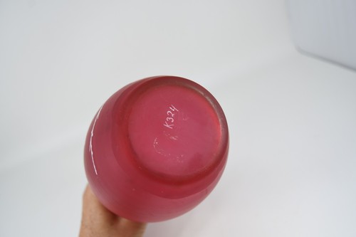 Antique Cranberry Red Satin Enamel White Berry Butterfly Cameo 9" Art Glass Vase - Picture 9 of 15