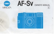 Vintage Minolta AF-Sv Camera Owner's Manual