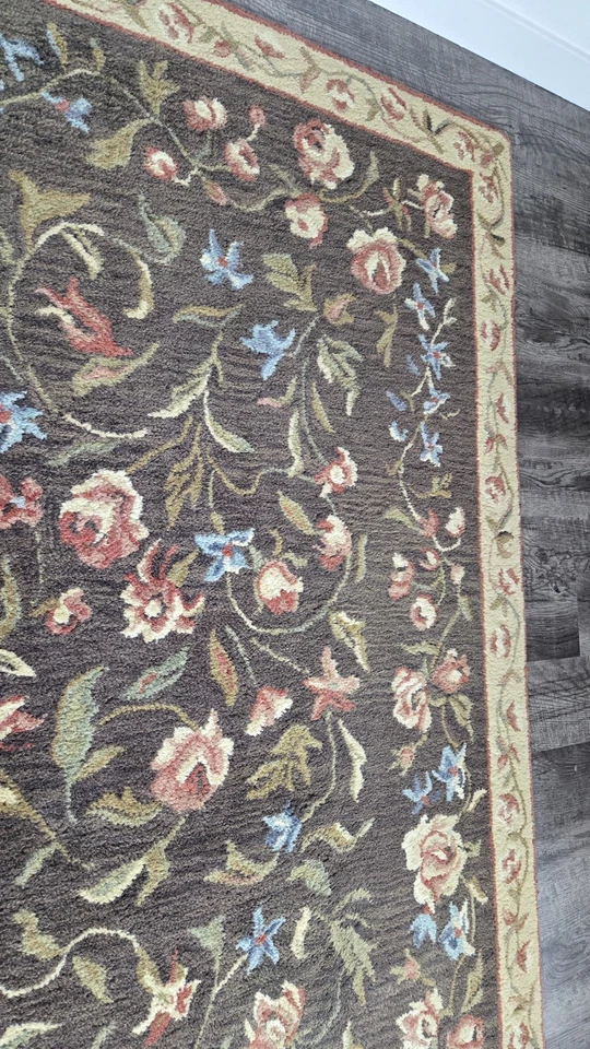 Alfombra de lana acolchada Pottery Barn, 5 pies x 8 pies, estilo alfombra Cassidy, pila 100 % lana Foto 4 de 4