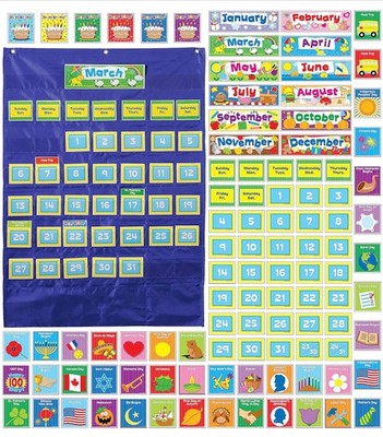 Carson Dellosa Deluxe Calendar Pocket Chart Monthly Classroom with Day Week
